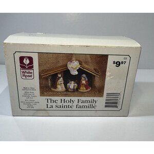 White Rose The Holy Family Ceramic Figurines Christmas Nativity Set Craft Paint